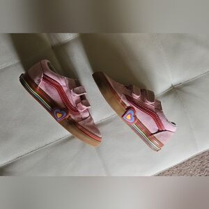 Vans Kids Pink Sneakers with Rainbow Heart